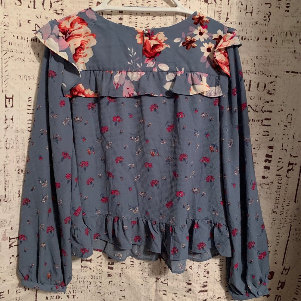 NEW JILL STUART FLORAL RUFFLE BLOUSE - Picture 4 of 4